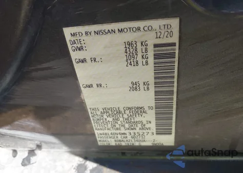 2021 Nissan Altima Sv Fwd from USA, damaged, VIN 1N4BL4DV4MN335273